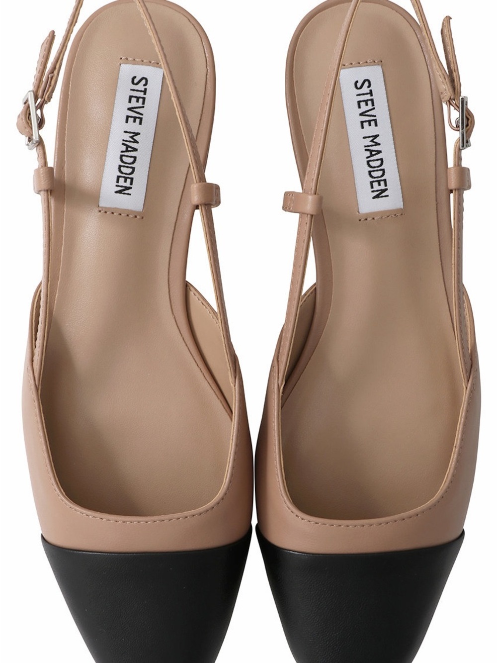 Steve Madden Two-Tone Beige and Black Slingback Flats